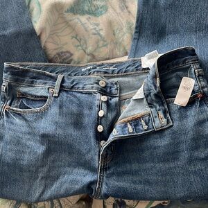 Slouchy straight high rise crop jeans